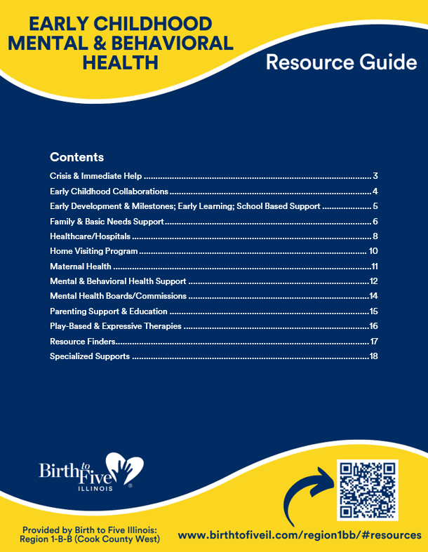 Cover image of the Early Childhood Mental & Behavioral Health Resource Guide. Click to download!