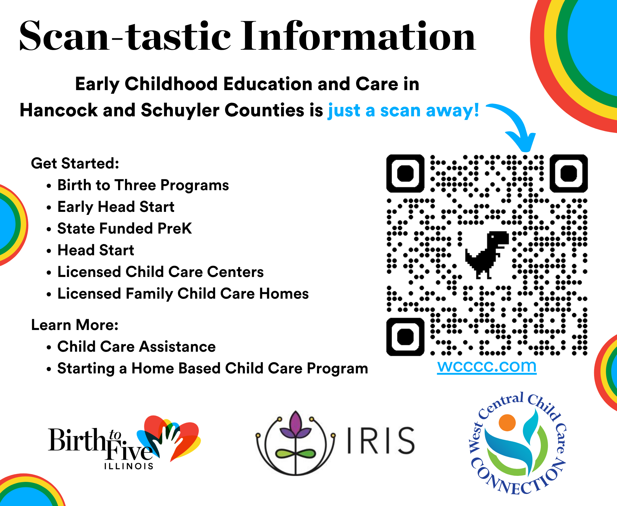 Image of post card for Early Childhood opportunities in Hancock & Schuyler Counties. Click to download!