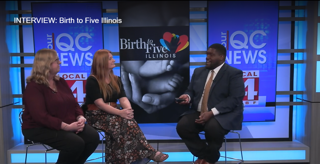 Image of Emily and Heather being interviewed on WHBF-TV.