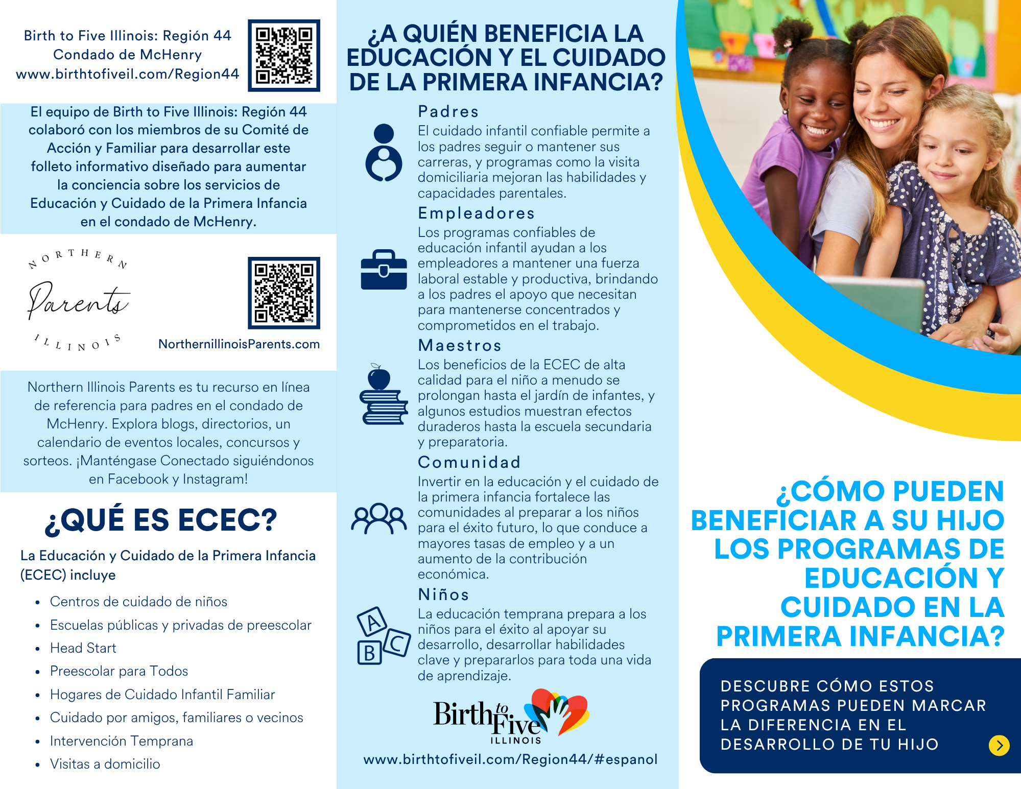 Folleto sobre los beneficios de la educación y el cuidado en la primera infancia. ¡Haz clic para descargar!