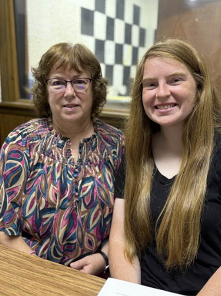 Photo of Janice Crow and Maude Harrington in the studio.