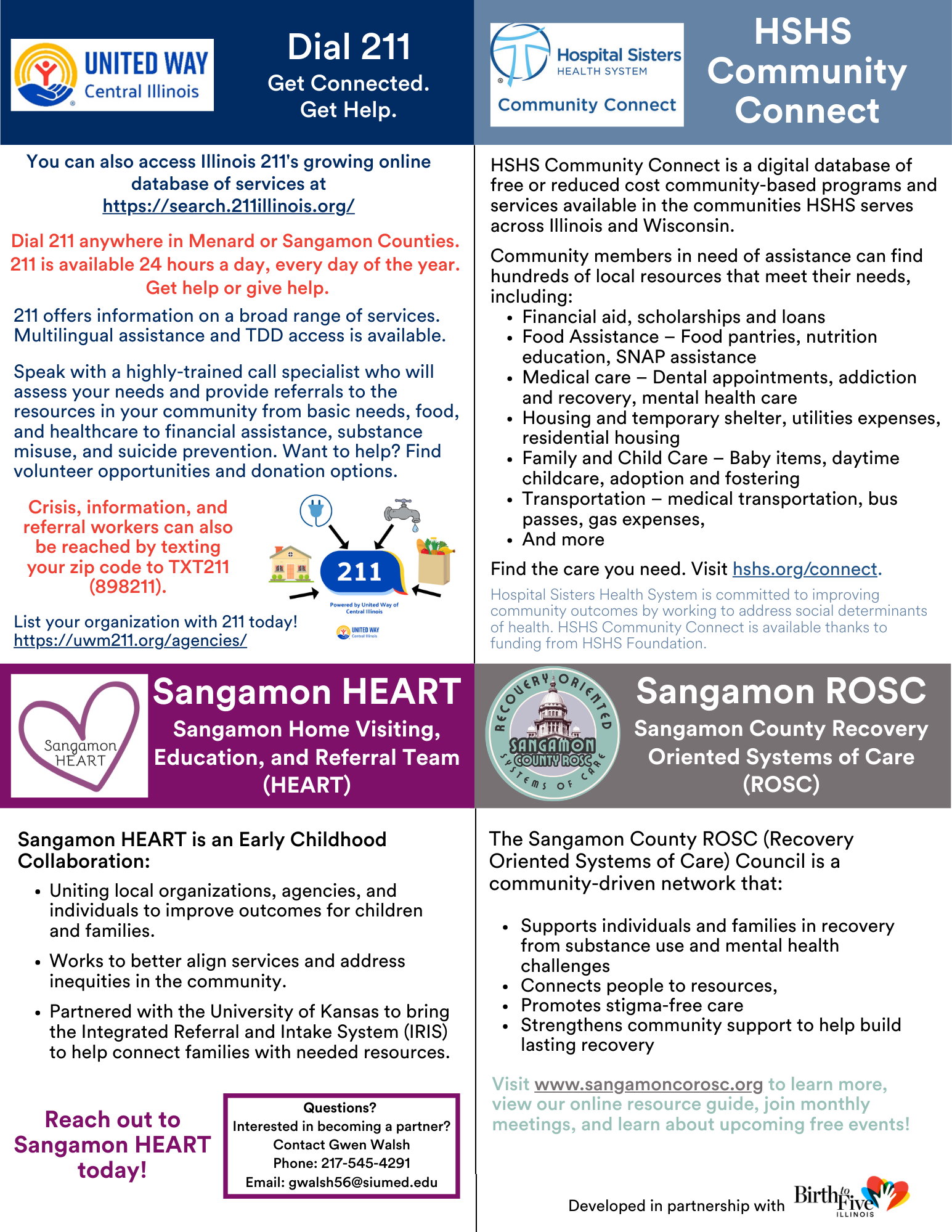 Image of 4 flyers with community resources.