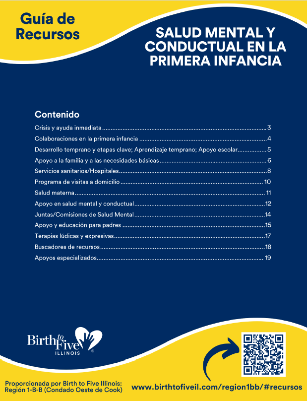 Imagen de portada de la Guía de Recursos Sobre Salud Mental y Conductual en la Primera Infancia. ¡Haz clic para descargarla!