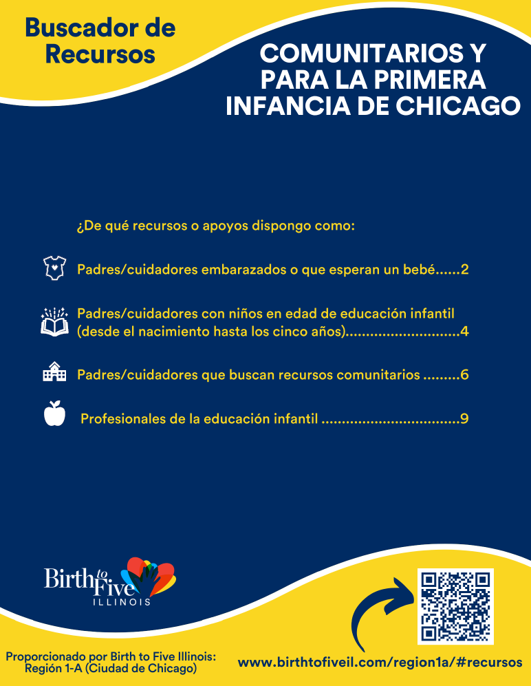 Imagen de la primera página del Buscador de Recursos para la Comunitarios y la Primera Infancia de Chicago.