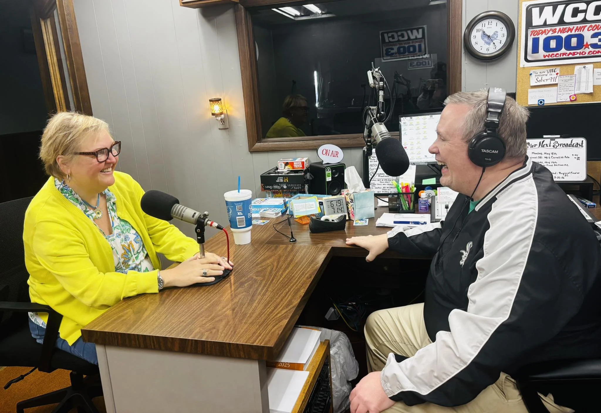 LouAnn Hayes in the interview room with Brian from WCCI.