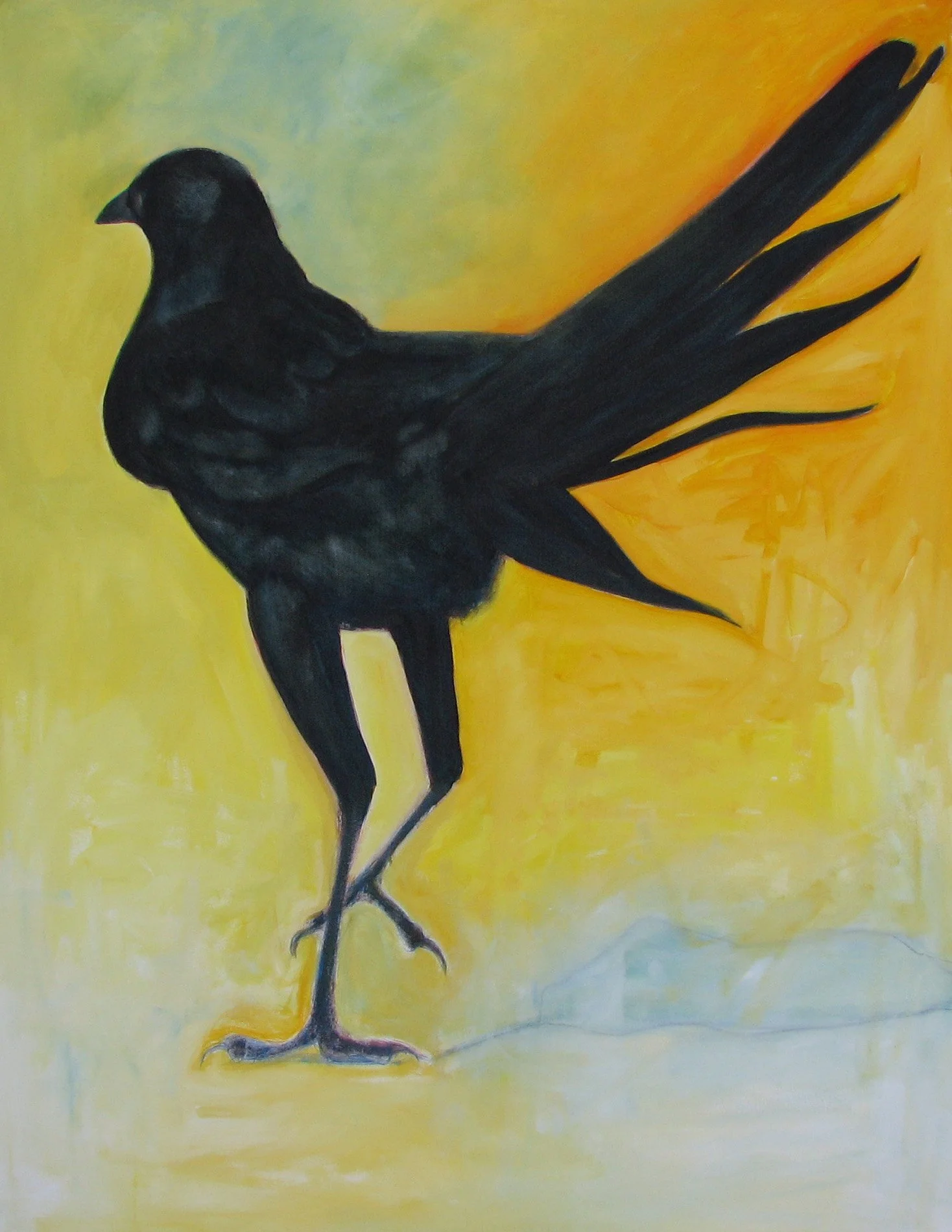 Blackbird with Yellow and Blue 48"x54.5"