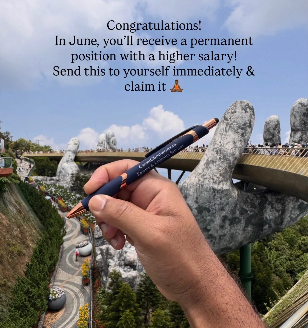 A permanent position with a higher salary is making its way to you this June. 🙌💼💰

Sometimes all it takes is preparation, persistence, and a little belief in what&rsquo;s possible.

Send this to yourself immediately and claim that positive energy.