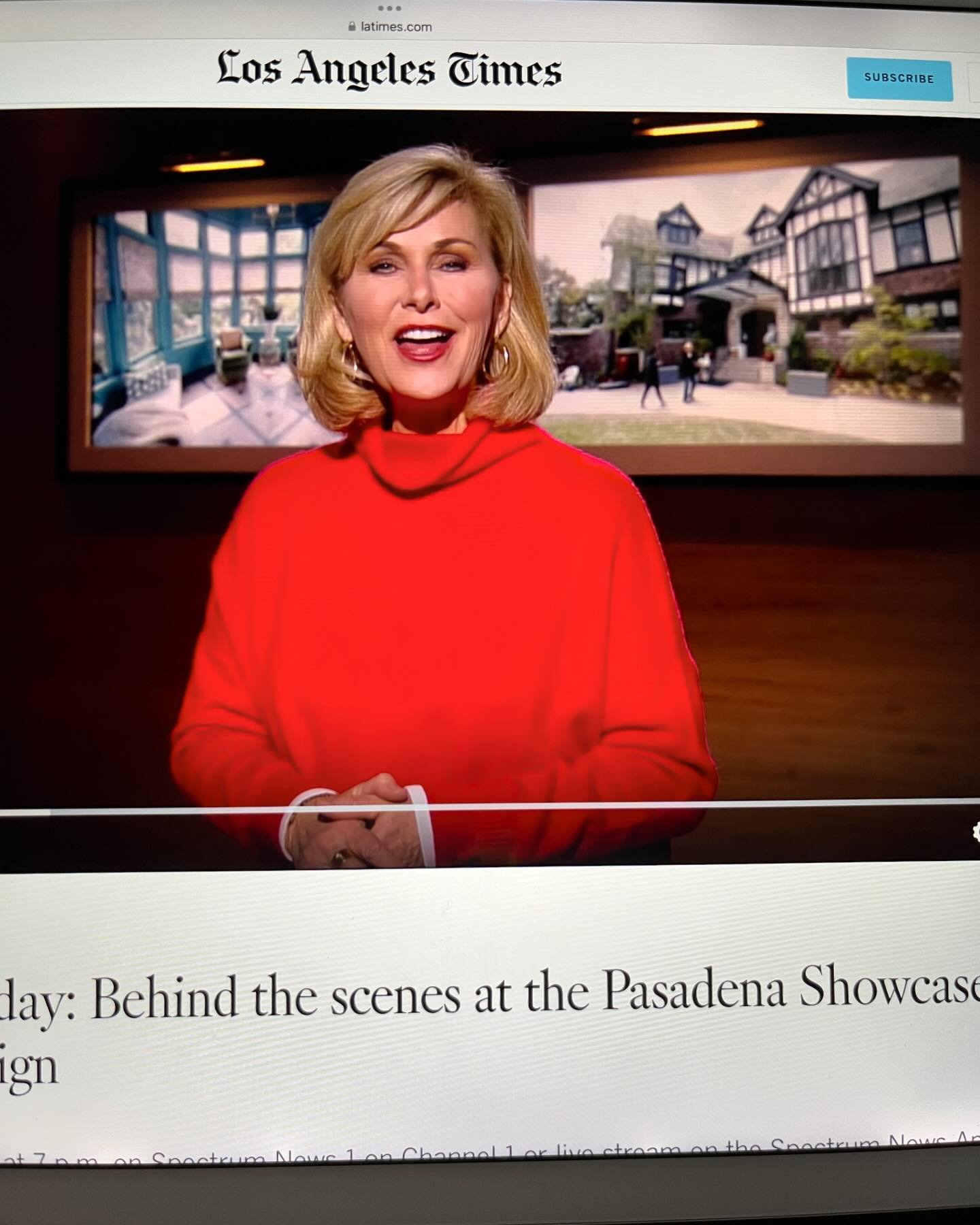 Billman Designs and our many other fabulous designers made the LA Times and their cable channel. My room is in the background of the reporter&rsquo;s shoulder. See the link in my bio to read and play the video. Thanks to all my sponsors who made this