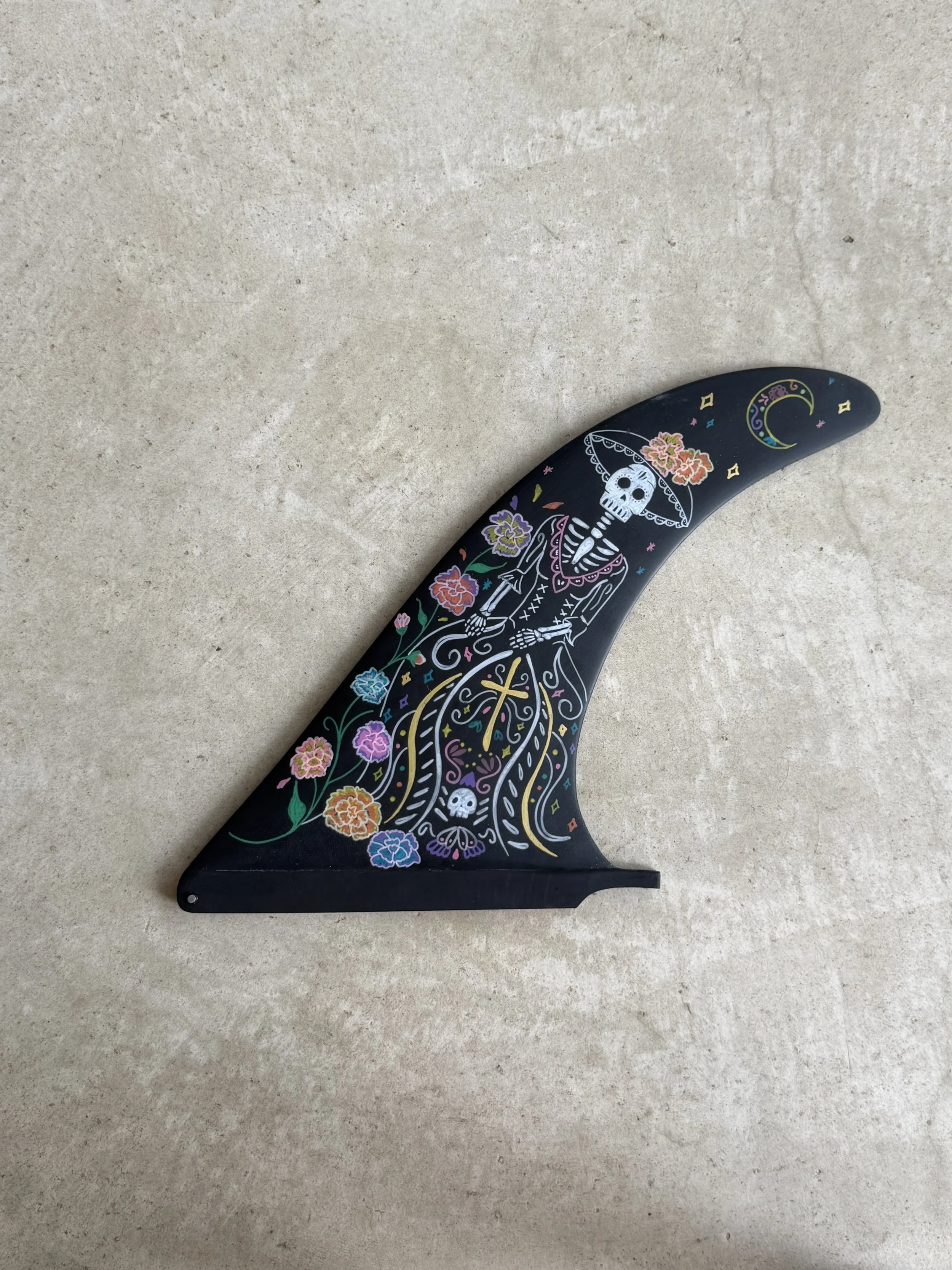 dia de los muertos skeleton longboard fin.jpg