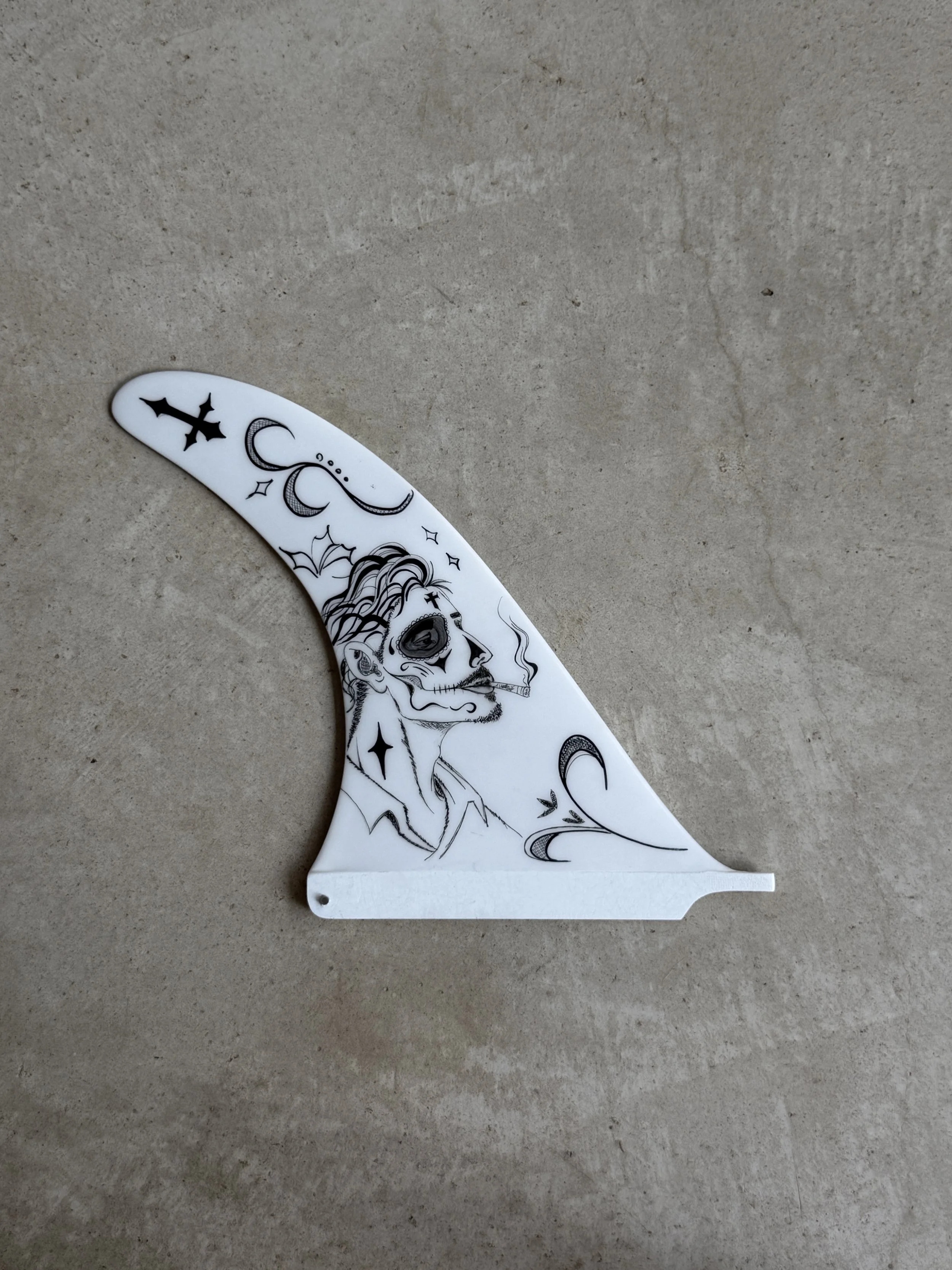 dia de los muertos surfboard fin catrina.jpg