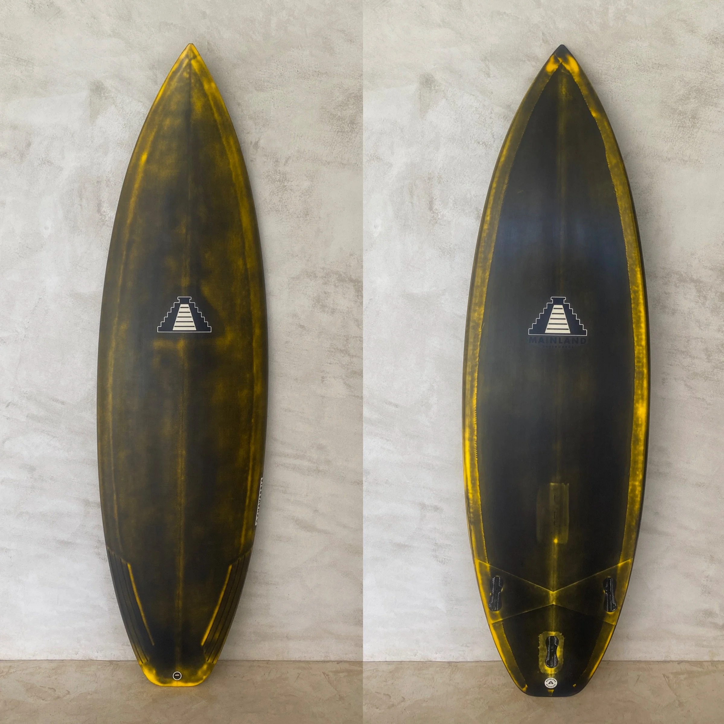 zorra custom black and yellow surfboard shortboard
