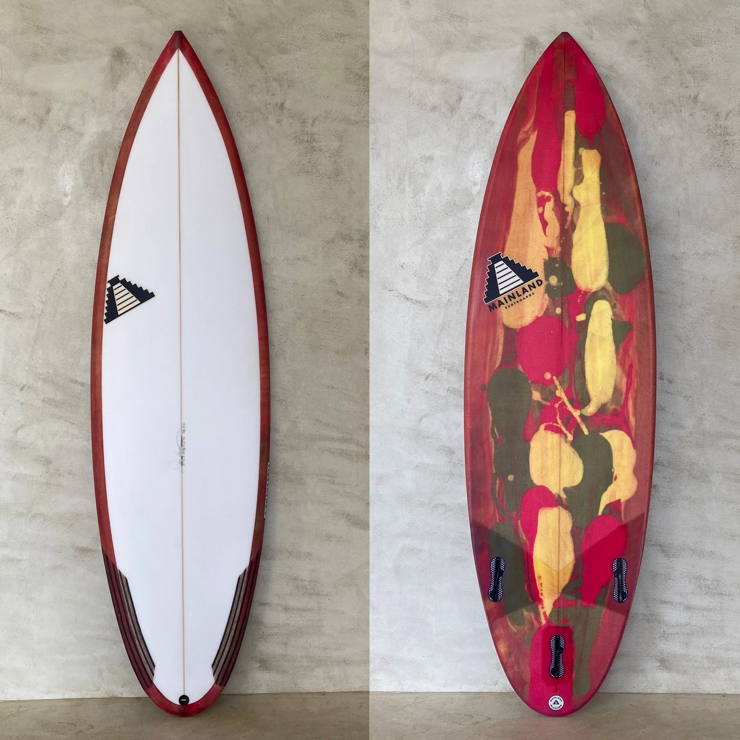 Zorra custom shape red yellow green resin shortboard surfboard