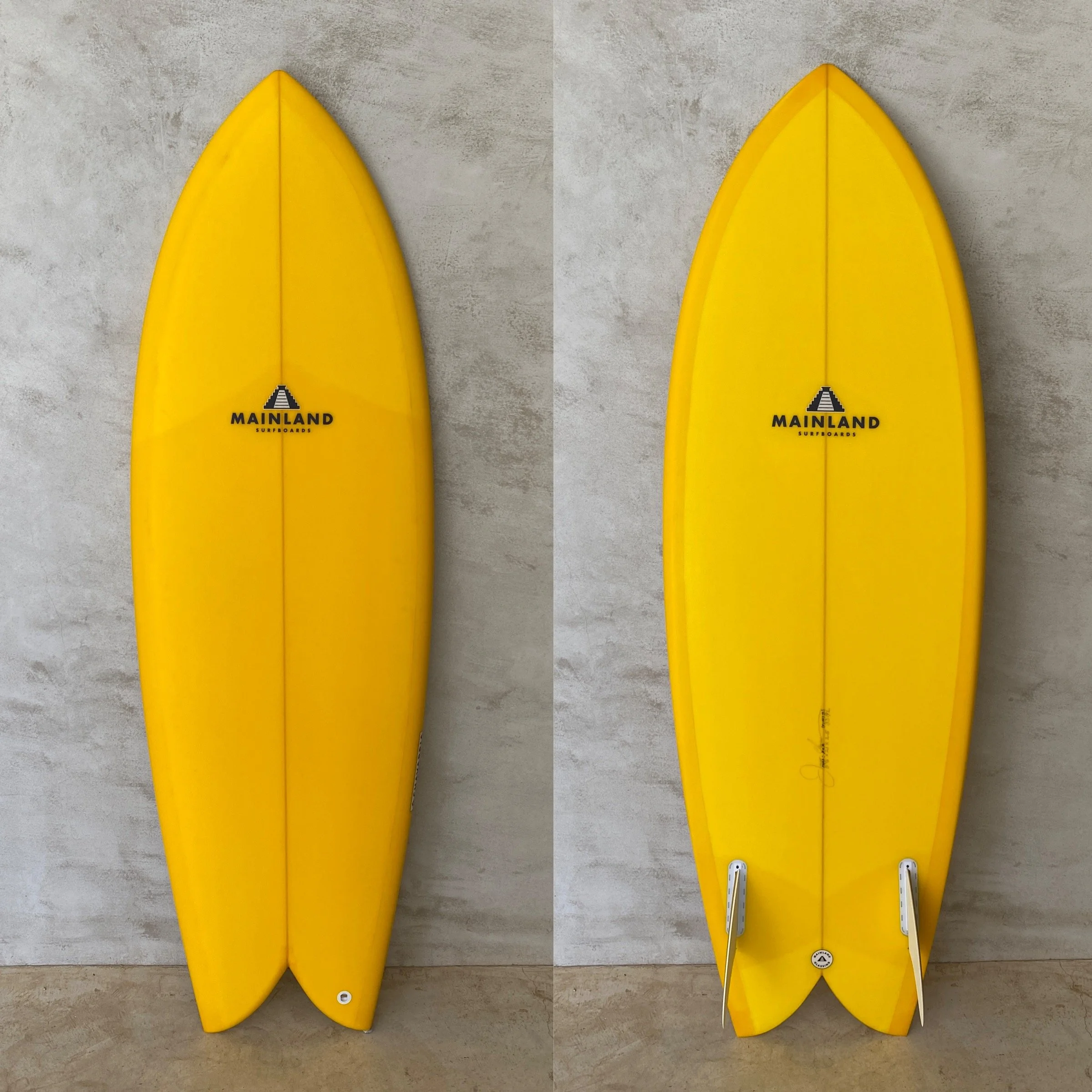 yellow fish surfboard custom