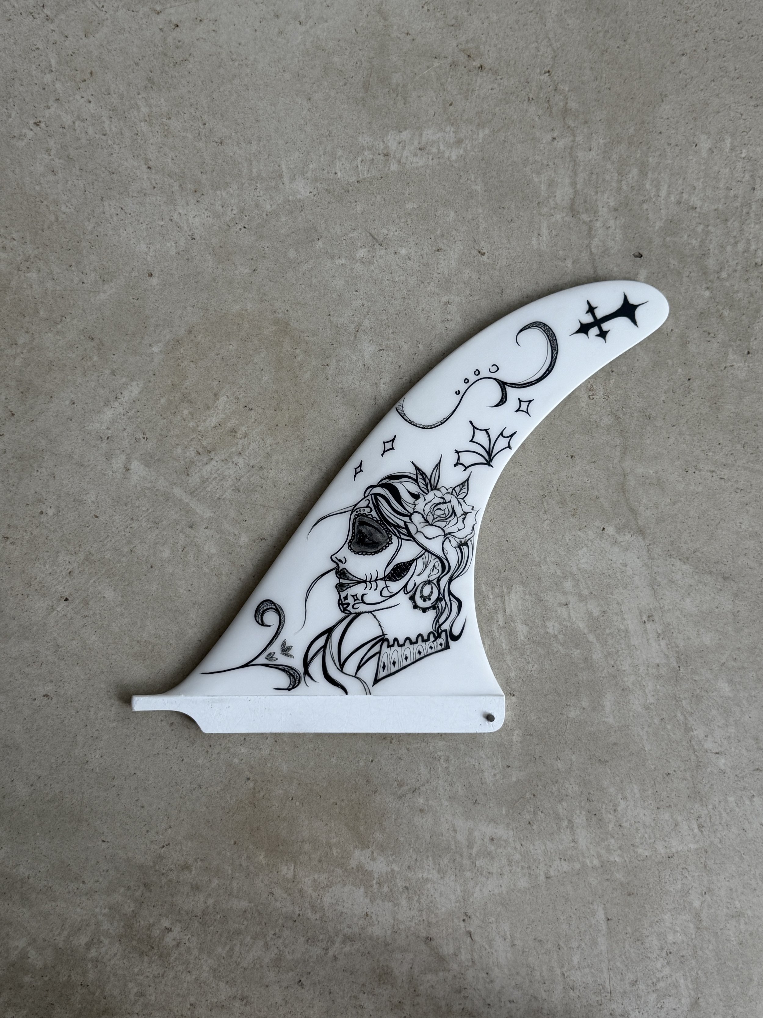 dia de los muertos longboard fin.jpg