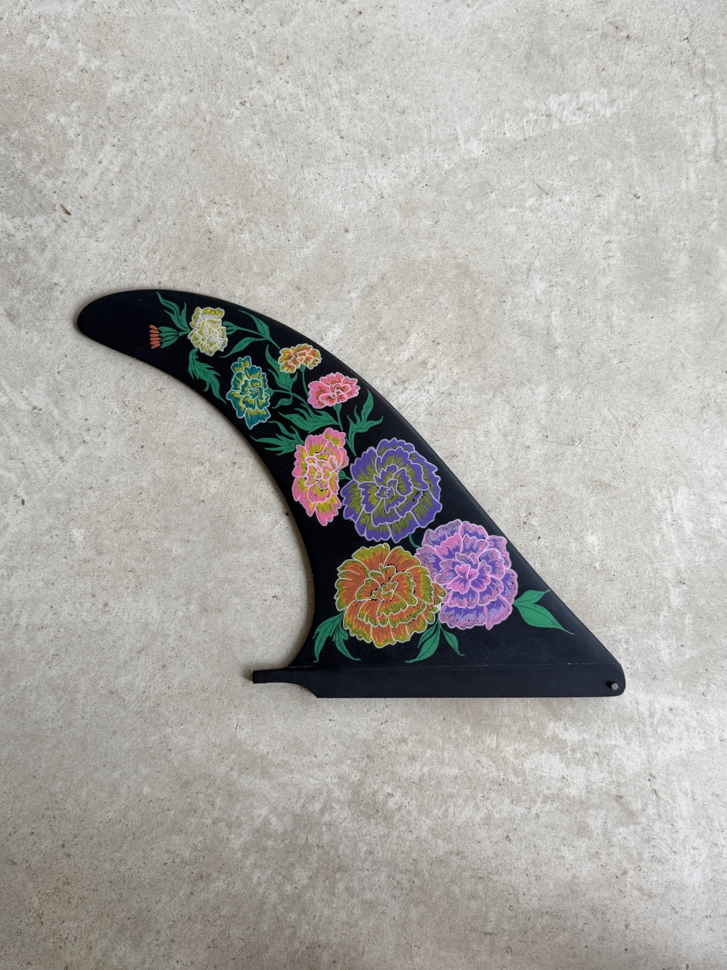 dia de los muertos marigolds longboard fin.jpg