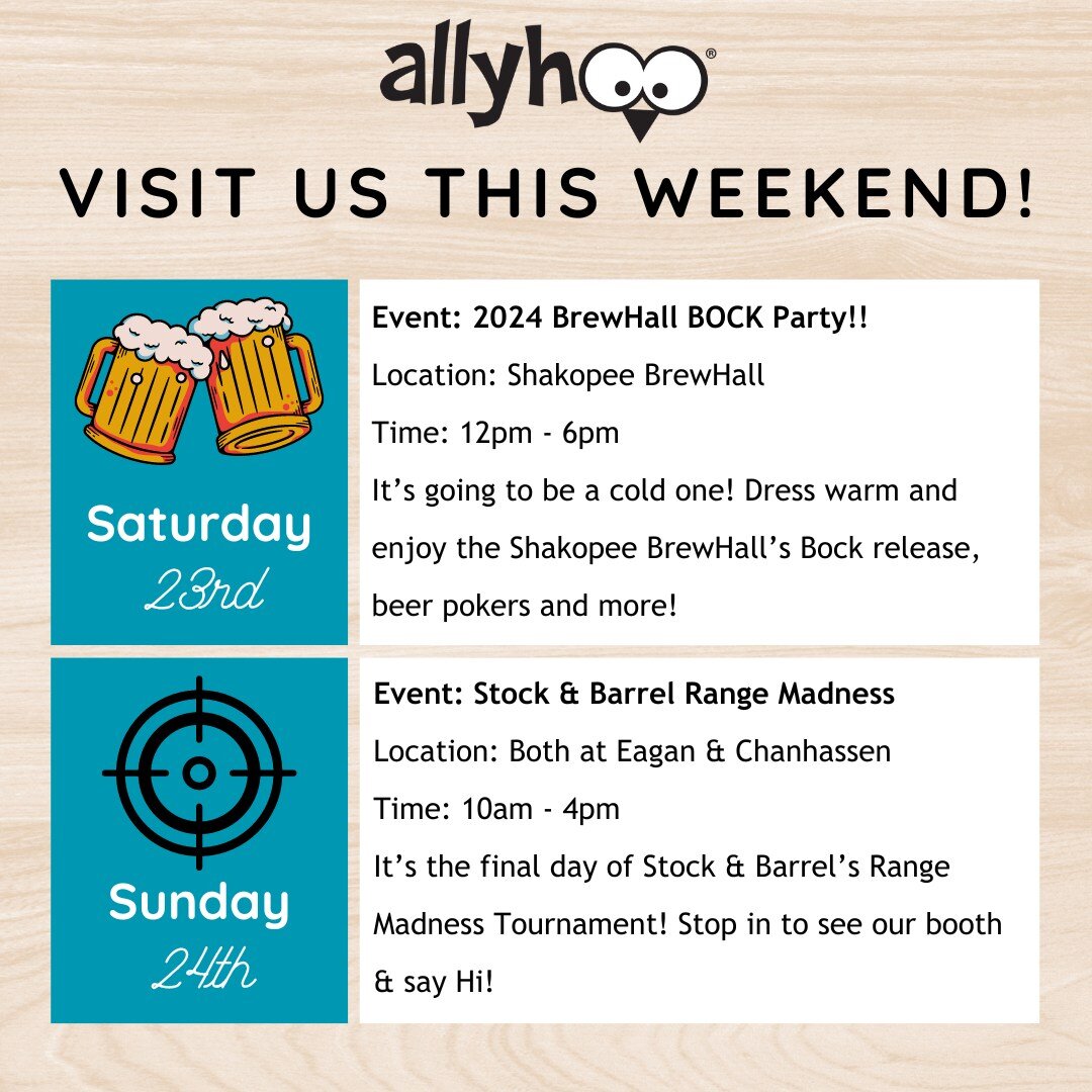 We have a busy weekend! Hope to see you there!

BrewHall Event Page: https://fb.me/e/4lokd2KbZ
Stock &amp; Barrel Event Page: https://fb.me/e/54laewnVU