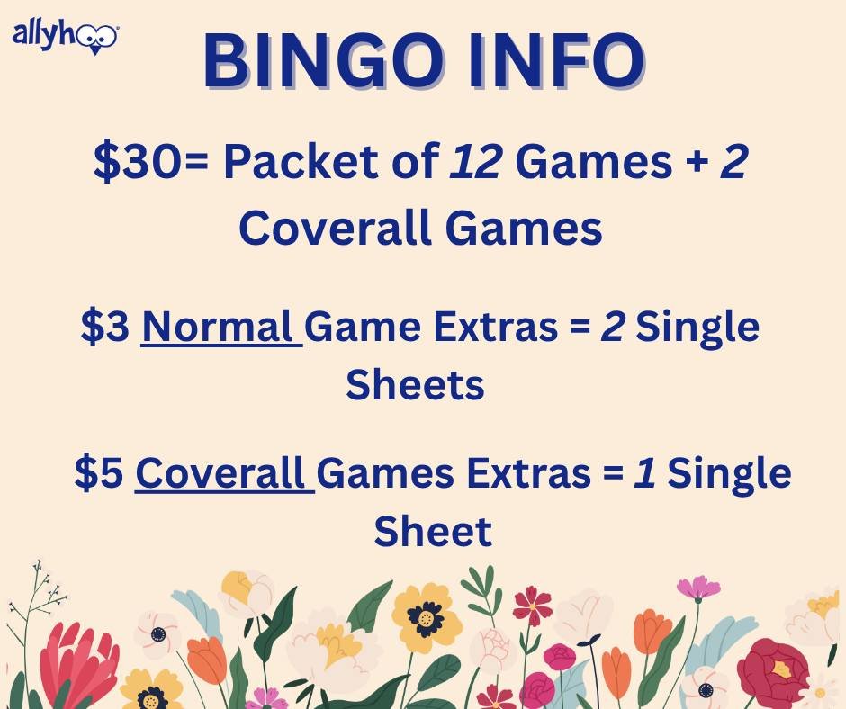 Here's some additional information on Bingo prices for our Summer Kickoff Bingo Fundraiser on May 31st. 

For $30 you'll get a pack of 12 normal games + 2 coverall games. (Final coverall prize being a Nintendo Switch 2 sponsored by All Star Construct