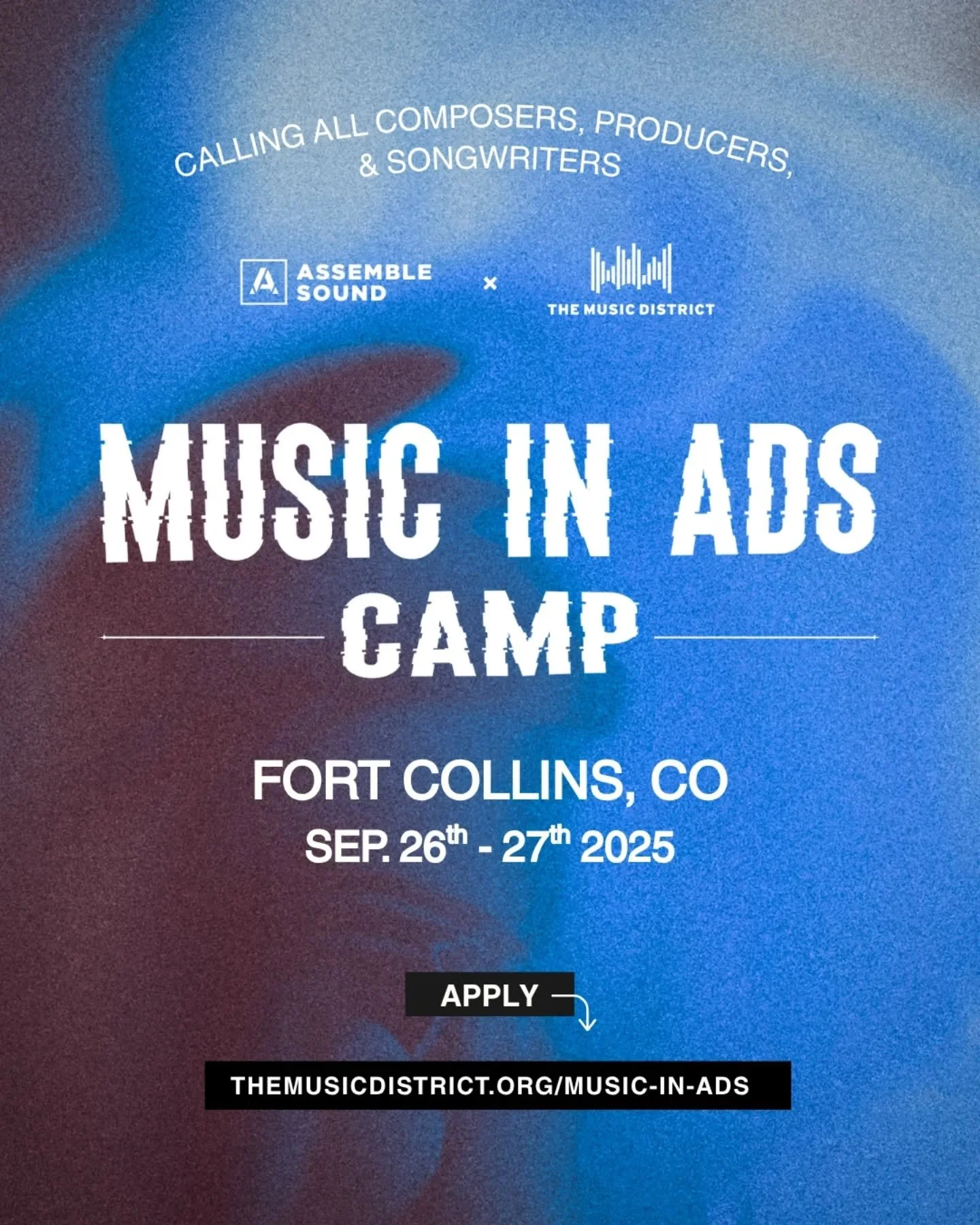 Want to write music for an actual ad campaign? 📺 🎶 💸

@assemblesound returns to the Music District for Music in Ads Camp&mdash;a two-day creative sprint (Sept 26&ndash;27) where you'll write original 30-second tracks for a live project. Northern C