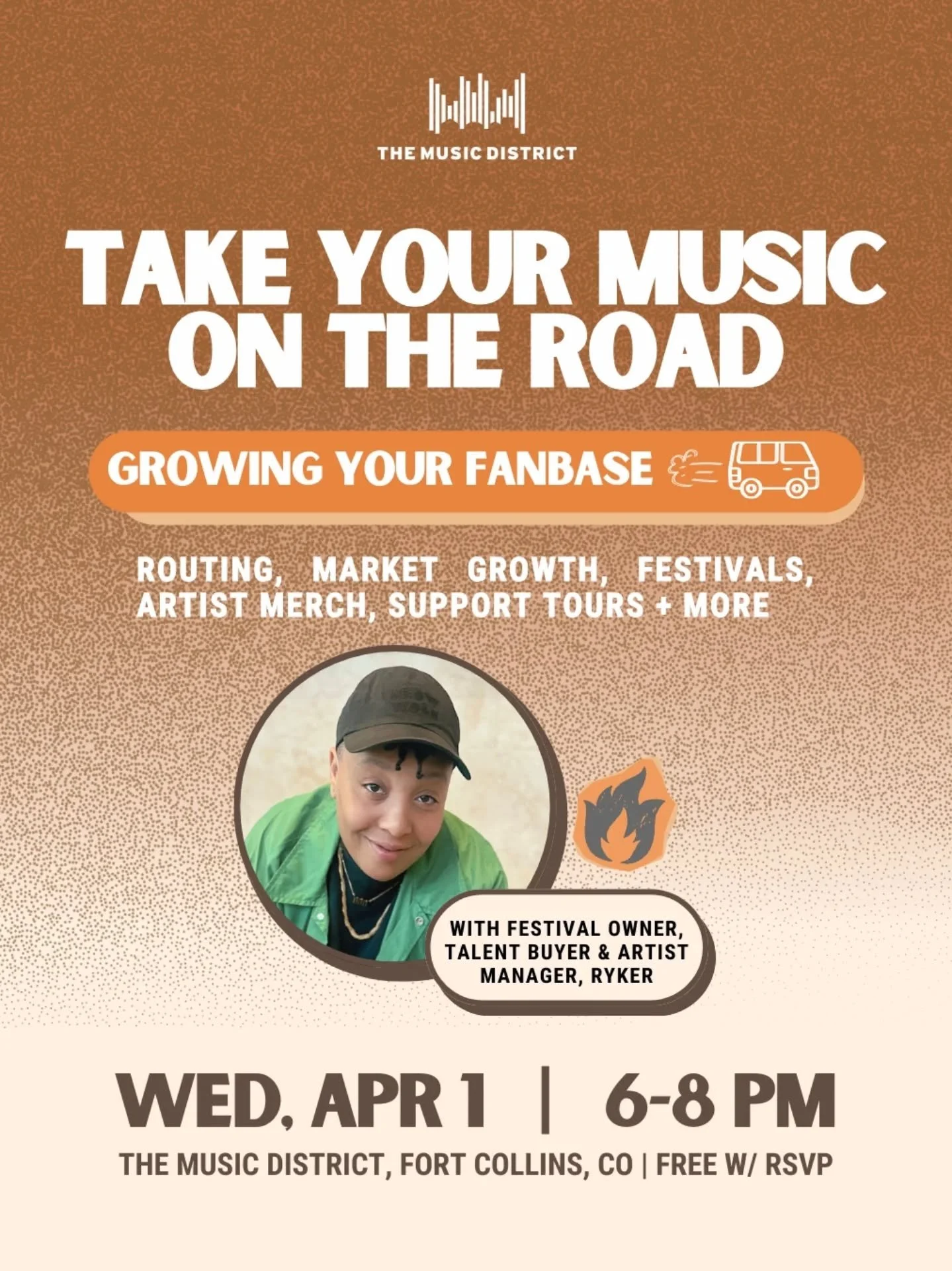 JUST ANNOUNCED 🔥🚍 Take Your Music On The Road
Wed, April 1 | 6-8 PM | 📍@themusicdistrict

@callmeryker &mdash; festival owner, talent buyer, and artist manager for rising alt-hip-hop artist @oblereed &mdash; is BACK after a packed-out marketing se