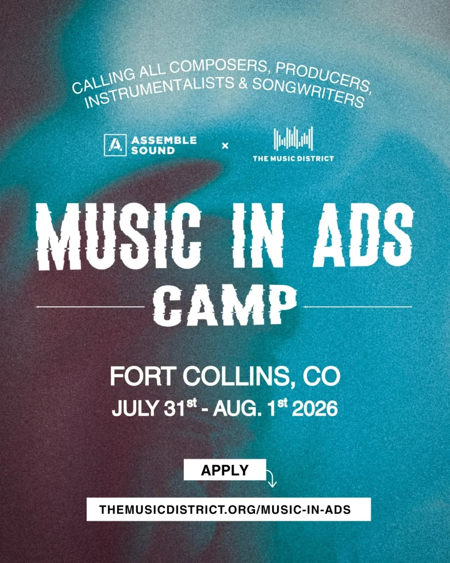 Calling all songwriters, producers, composers, and instrumentalists!

This summer&nbsp;☀️ @assemblesound returns to Fort Collins for Music in Ads Camp (July 31&ndash;Aug 1)&nbsp;📺🎶💸&nbsp;APPLY NOW

Collaborate with top Northern Colorado musicians 