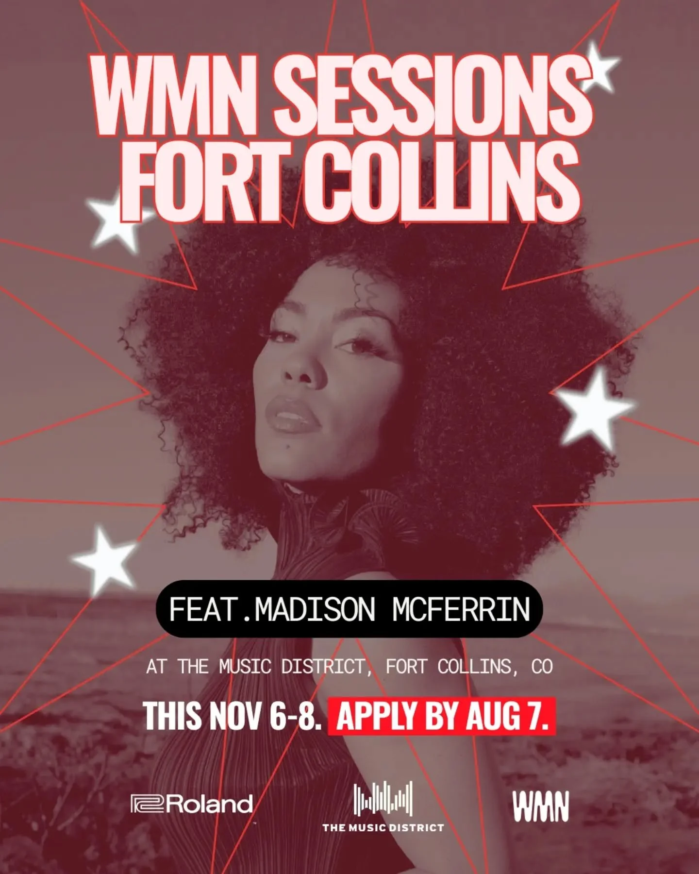 4&nbsp;DAYS LEFT TO APPLY!

We Make Noise Sessions ft. Madison McFerrin ❤️&zwj;🔥 Nov 6-8 ❤️&zwj;🔥 Fort Collins, CO

Three days of songwriting and music production. Create original tracks for acclaimed artist, songwriter, and producer @madmcferrin!
