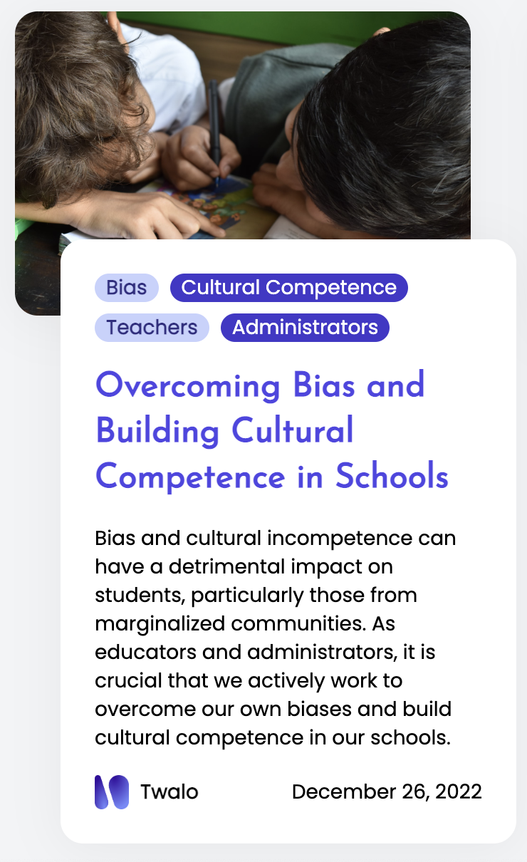 Bias and Building Cultural Competence in Schools — elita laya