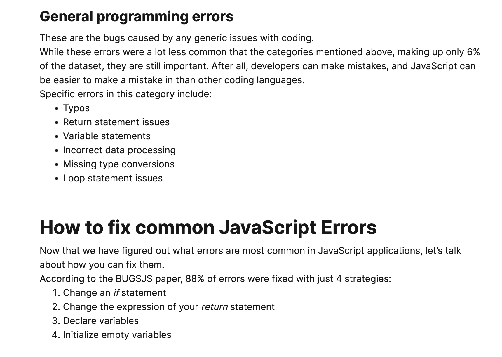 Screenshot 1 from our article for a past client, Railtown.ai, on common causes of JavaScript errors.