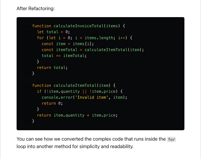  after refactoring code snippet 