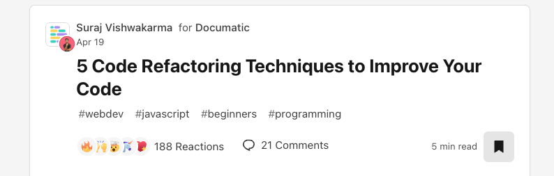 5 Code Refactoring Techniques to Improve Your Code #webdev #javascript #beginners #programming
