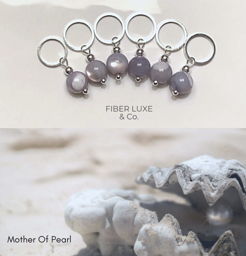 Grey Mother-of-Pearl - Silver Plated Stitch Marker.png