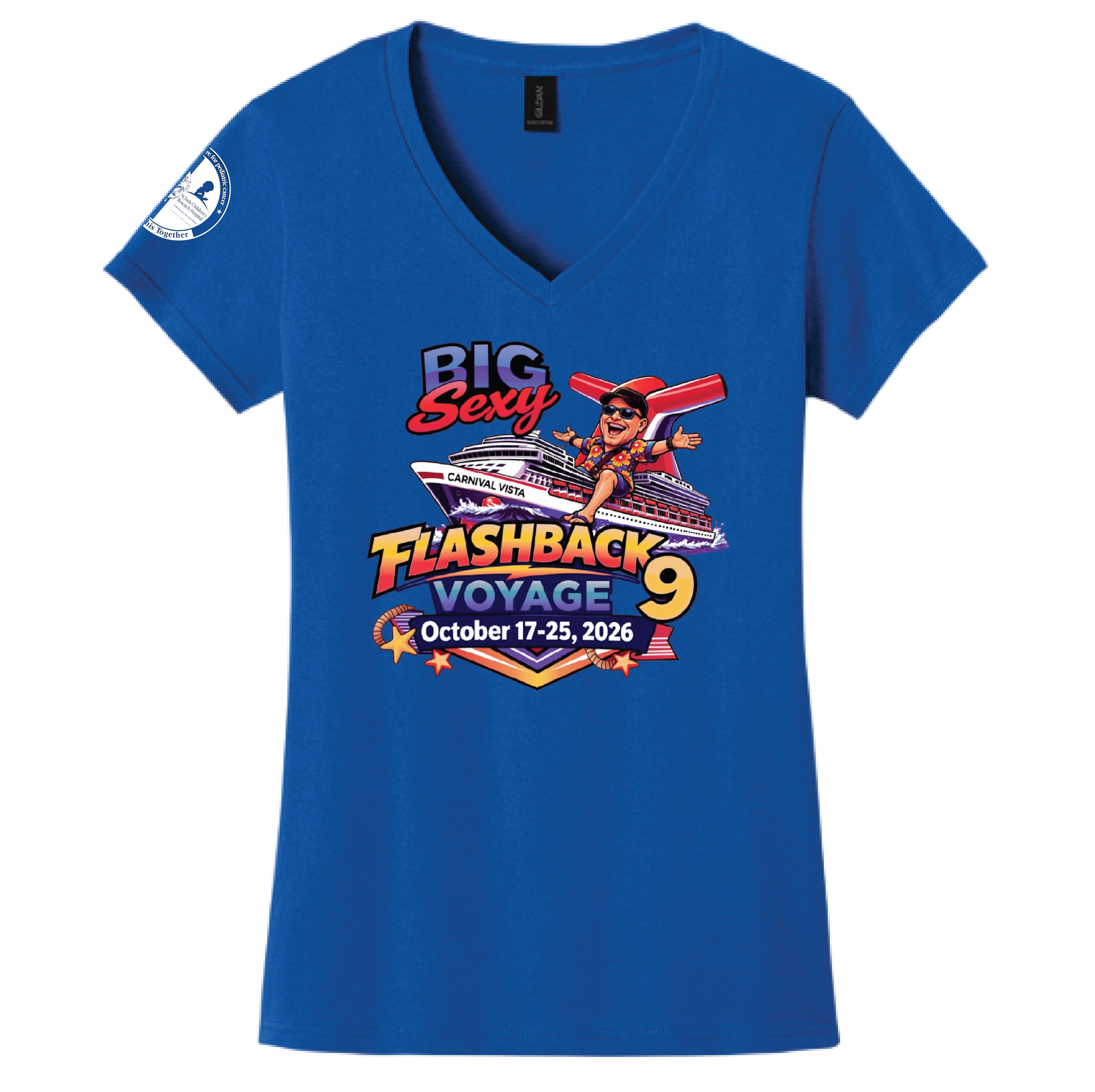(BIG SEXY FLASHBACK) - 5V00L  Gildan® Women's Heavy Cotton™ 100% Cotton V-Neck T-Shirt - ROYAL
