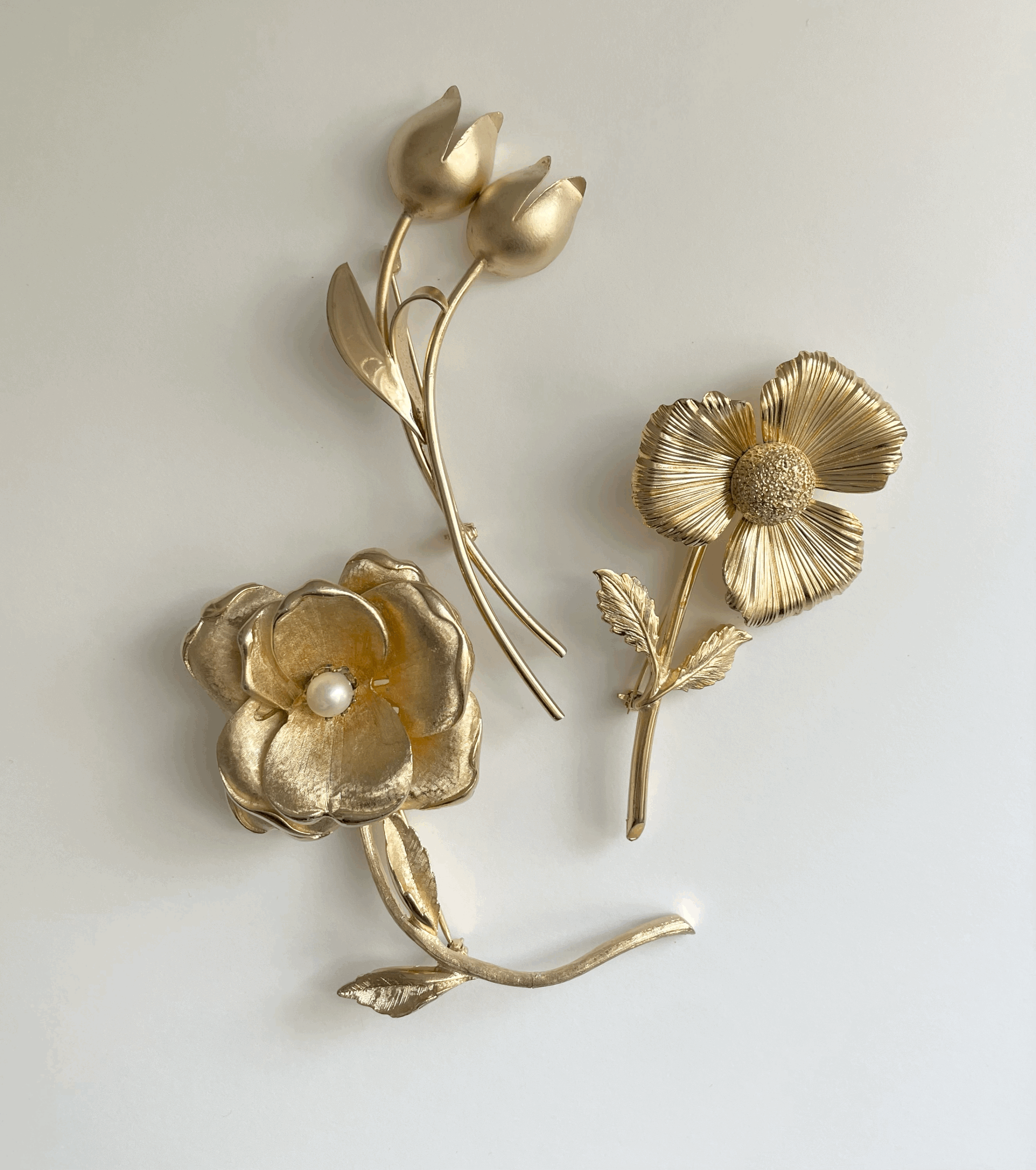Vintage Large Gold Flowers