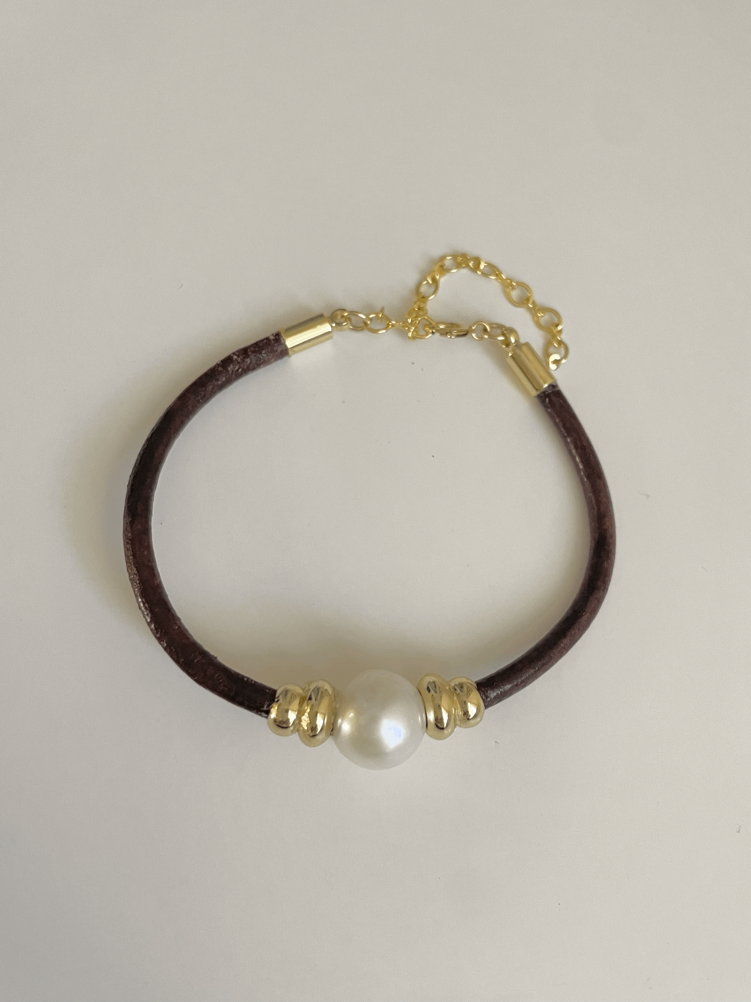 Pearl on Leather Cord Bracelet