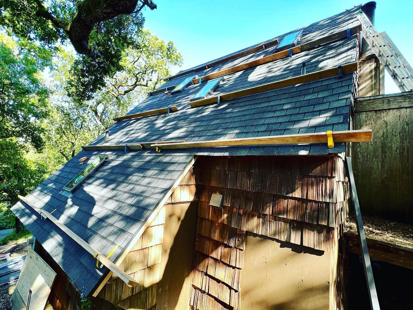 Well, after a very wet winter, we finally have half a roof. More to come on Monday. Thanks to Ari, his dad, and the whole crew at Piscatelli Roofing. Not quite the roof we might spec. for our clients but it should be just fine for us.
.
#roofing 
#ro