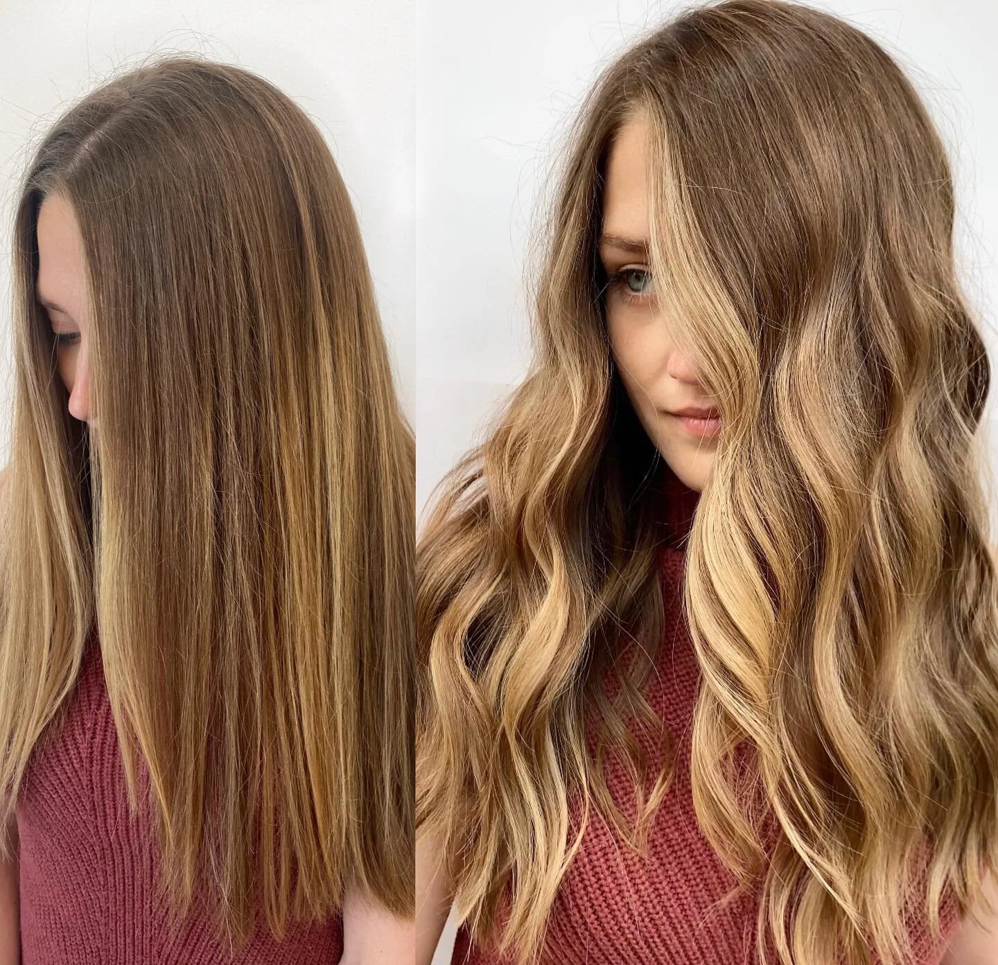 Another day another reverse balayage 😎

Best part about this is we didn&rsquo;t even lighten her! 

Adding custom dimension in the right places made her previous blonde look extra poppy, while still keeping her super low maintenance.

We enhanced he