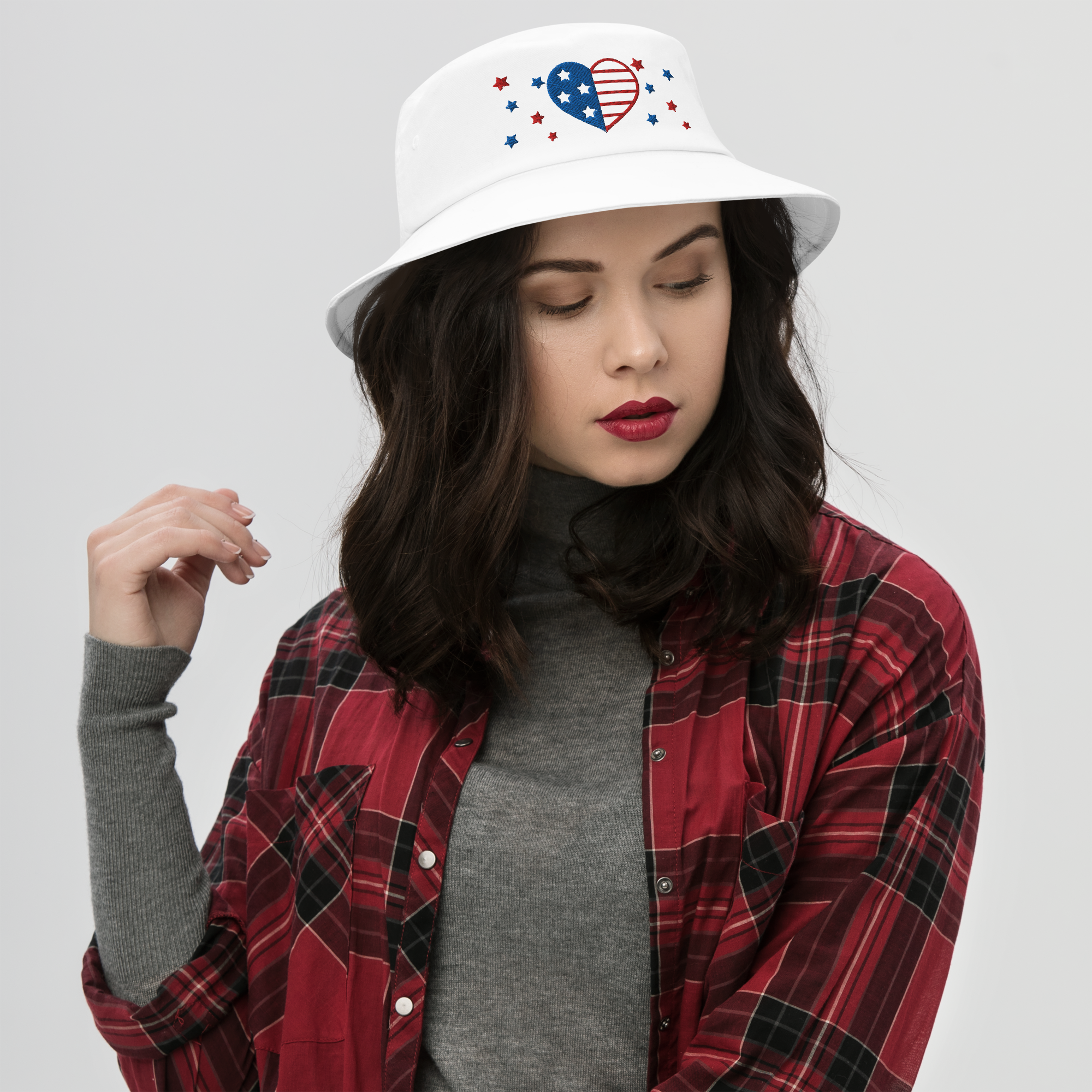 Patriotic Embroidered Bucket Hat