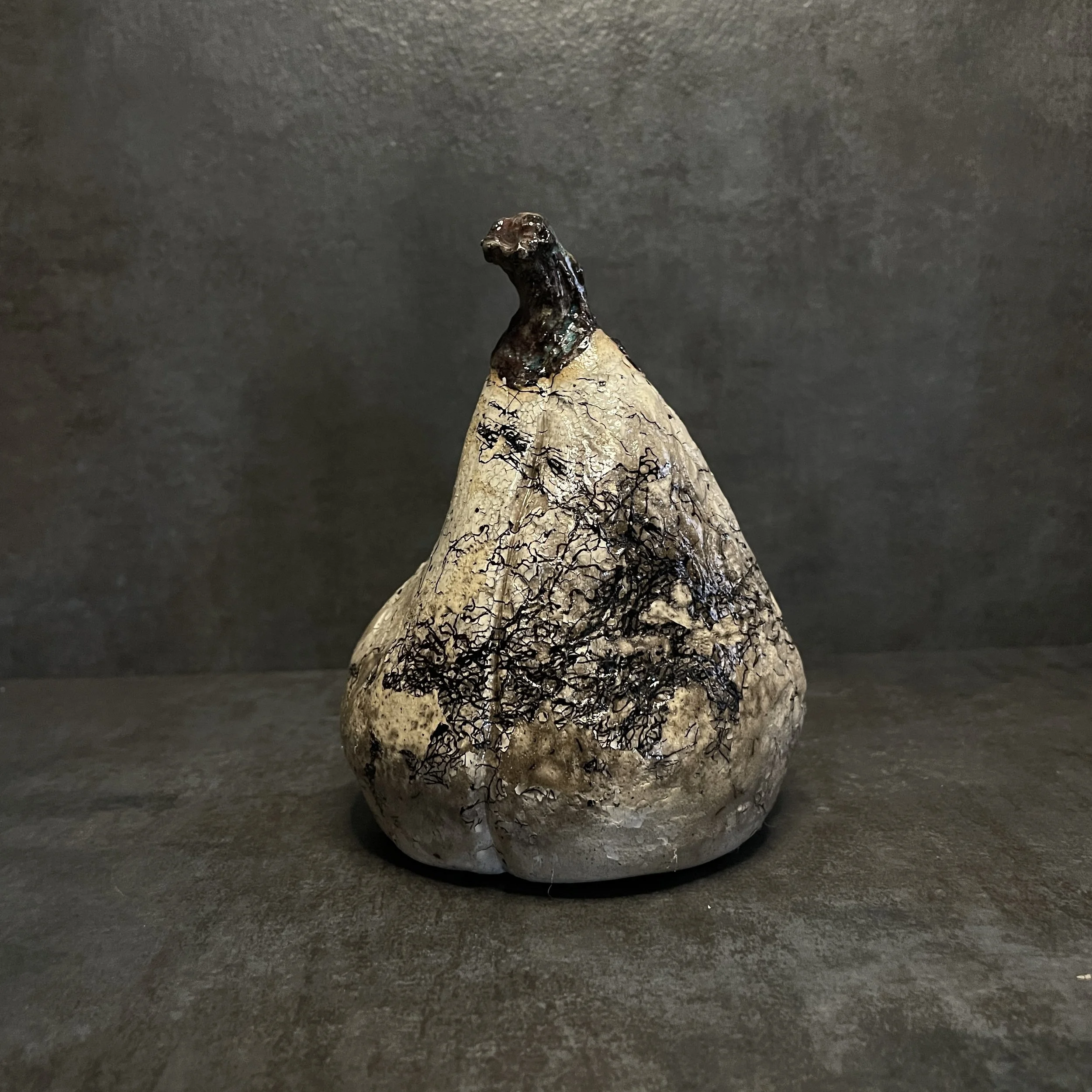 Pumpkin, raku clay with glaze, 2020