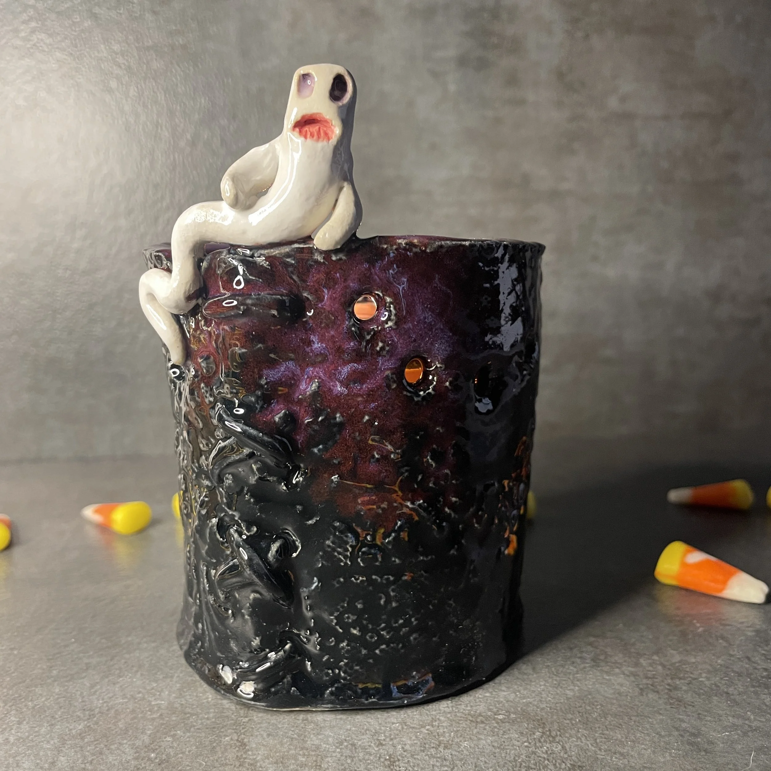 Candleholder, stoneware with glaze, 2021