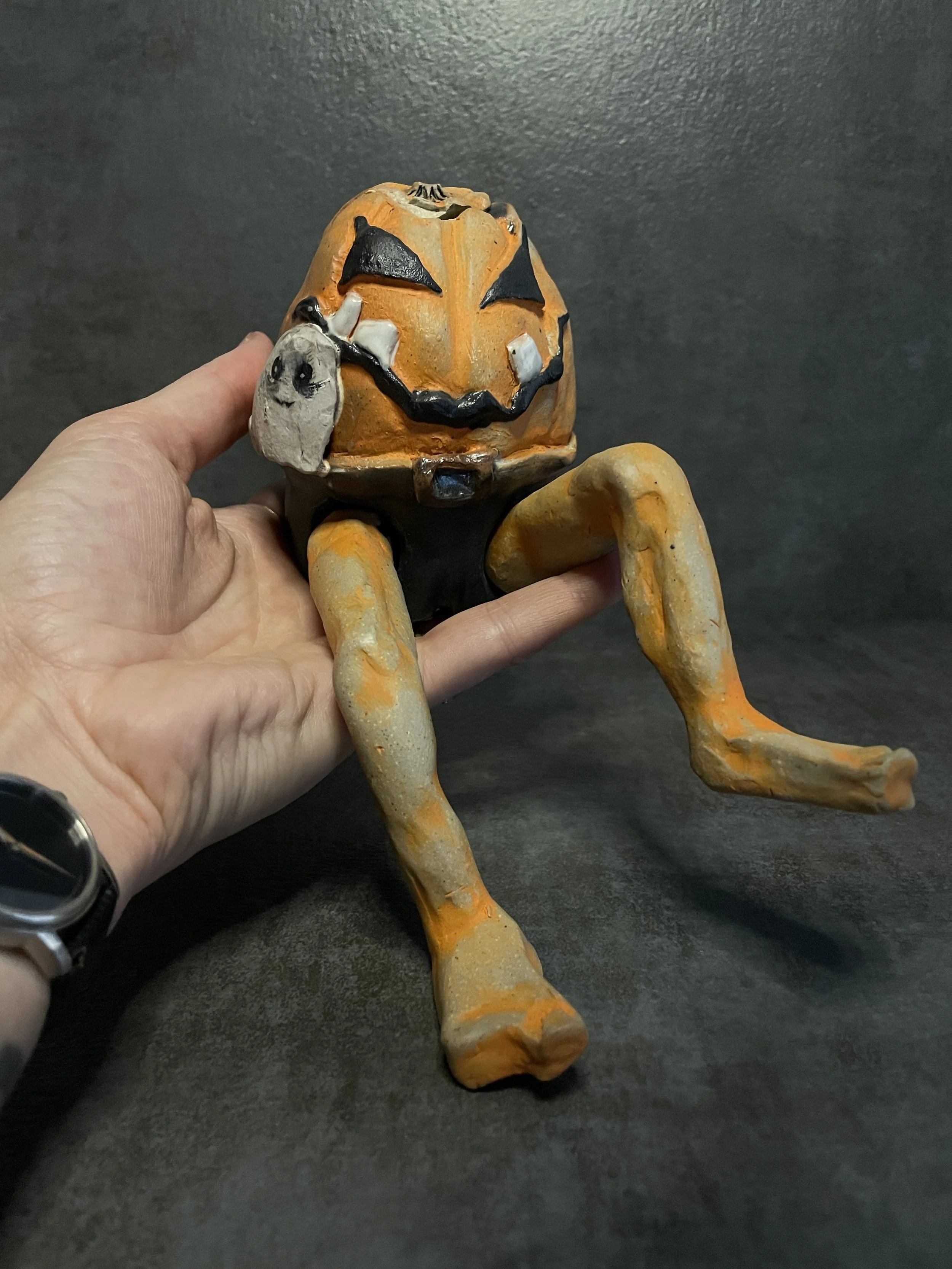 Humpty Dumpty Jack and friend, stoneware clay with glaze, 2020