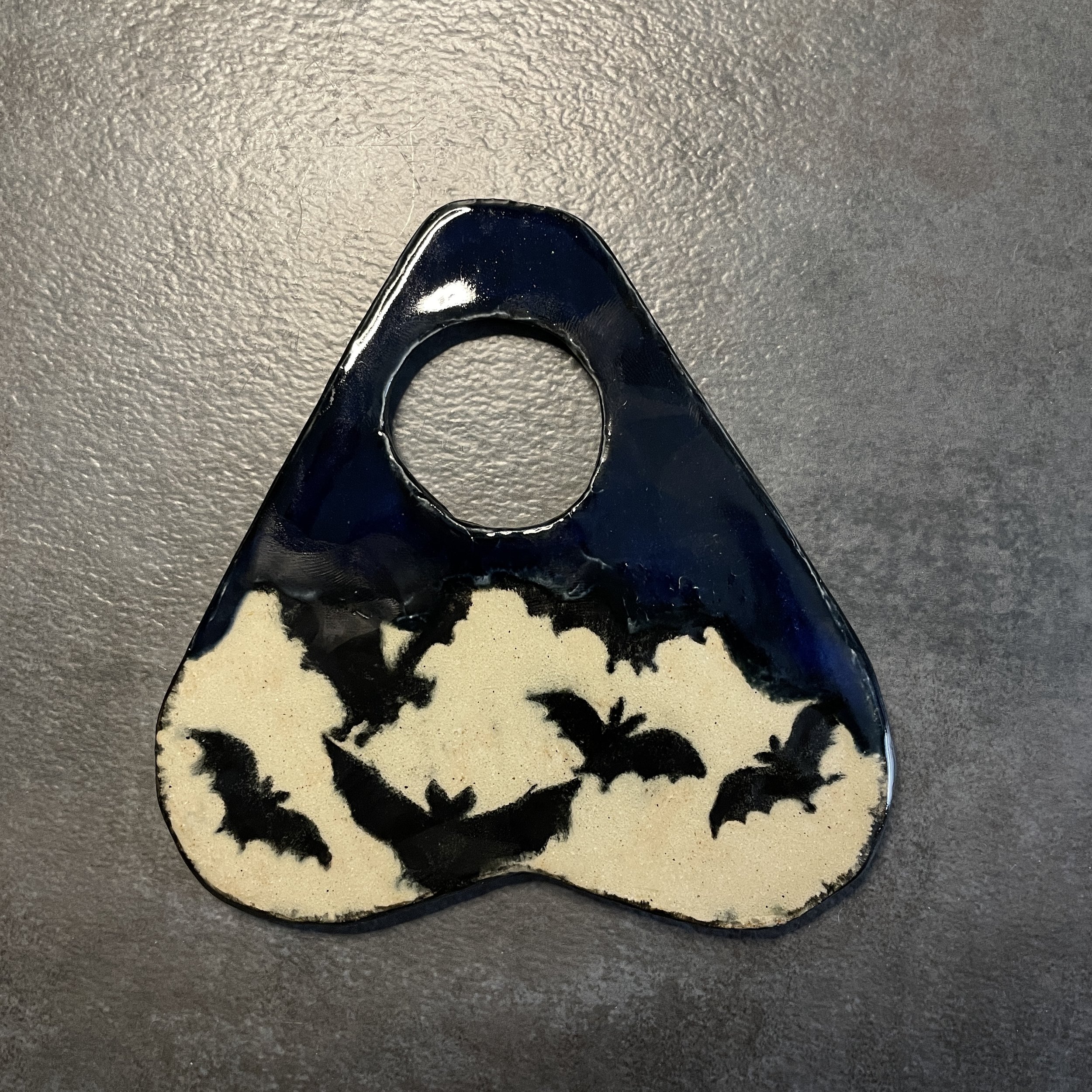 Bat coaster, stoneware clay with glaze, 2021