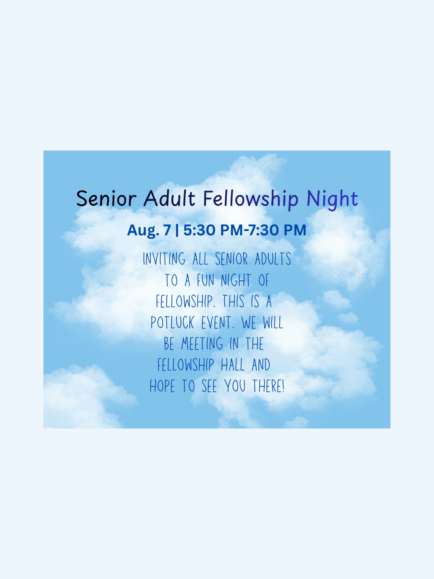 Senior Adult Fellowship Night