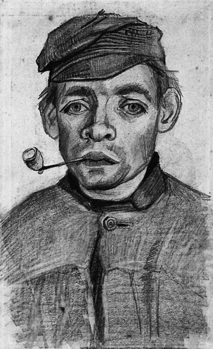 1884-85 Head of a Young Man with a Pipe pencil.jpg