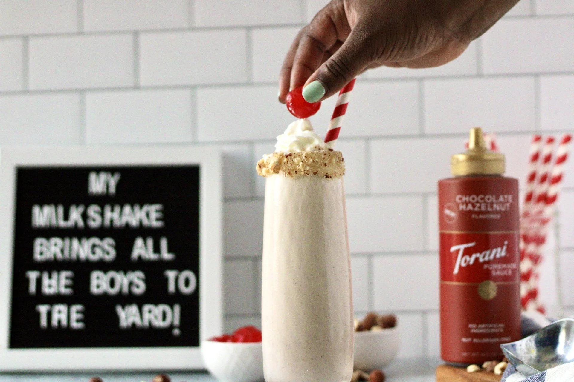 milkshake with Torani chocolate hazelnut syrup