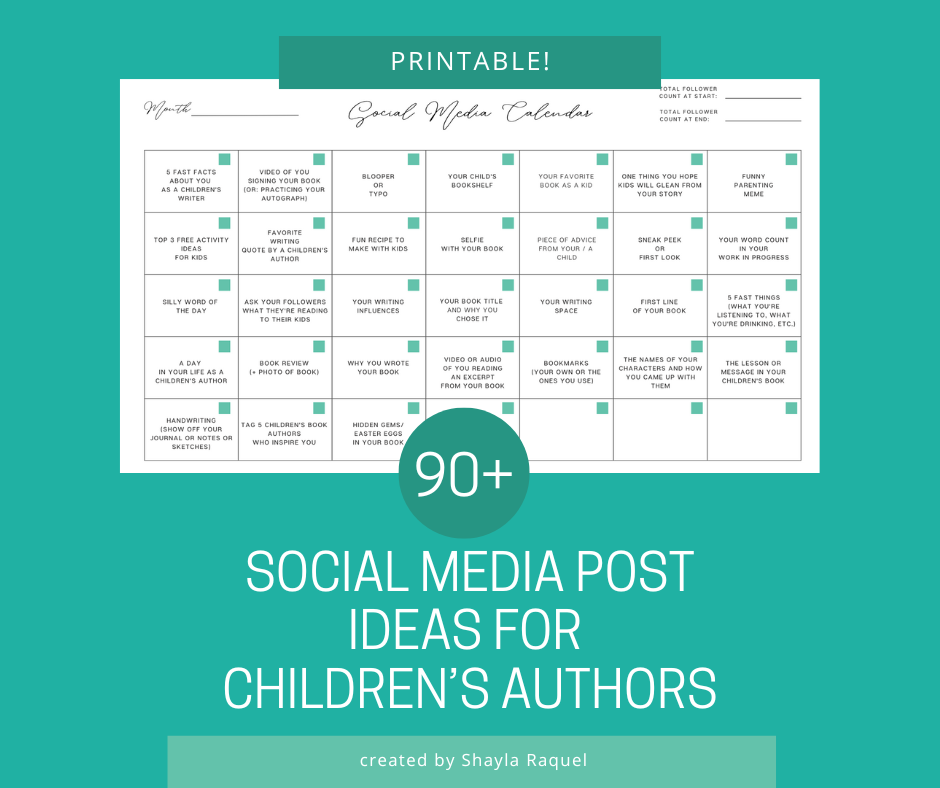 Social Media Calendars & Trackers for Children's Authors