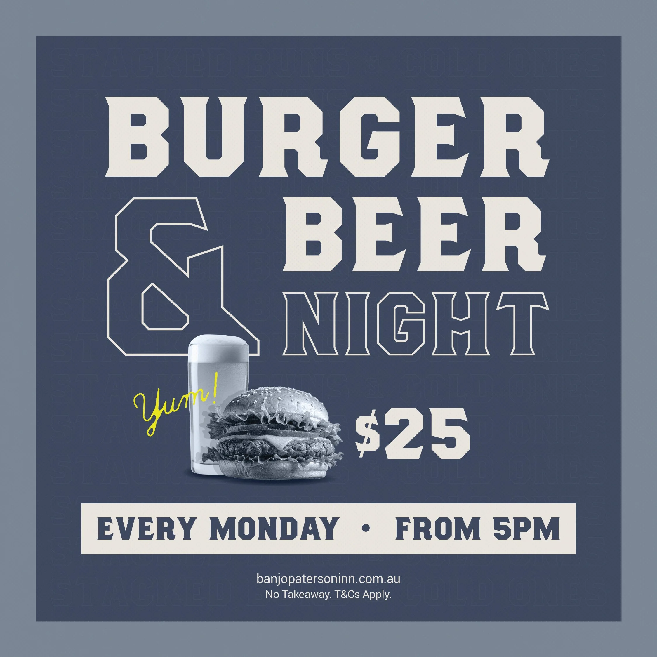 $25 Burger &amp; Beer Monday