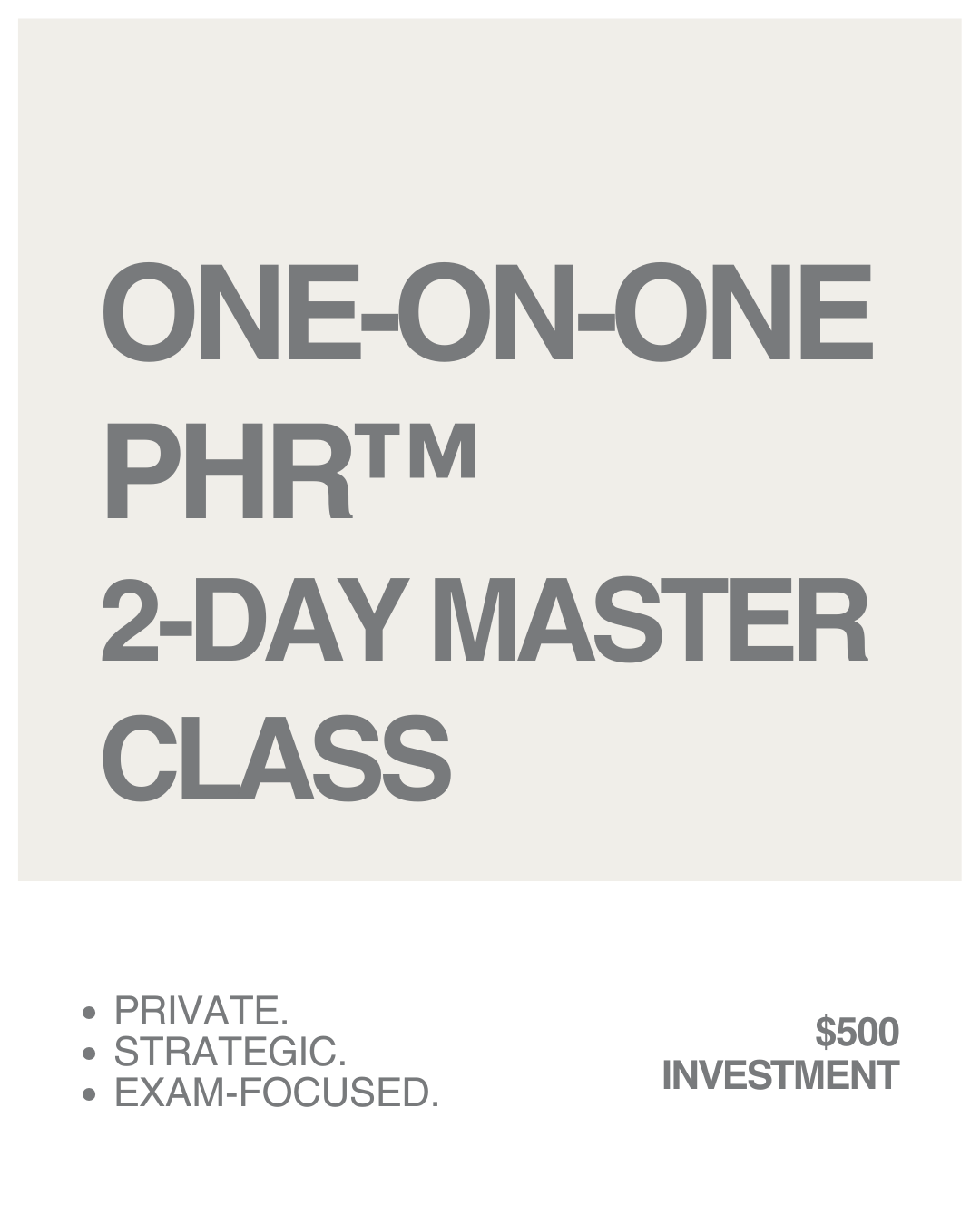 PHR  Prep 1 on 1 -Two Day Master Class