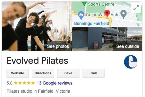 Google Business Profile: Evolved Pilates example