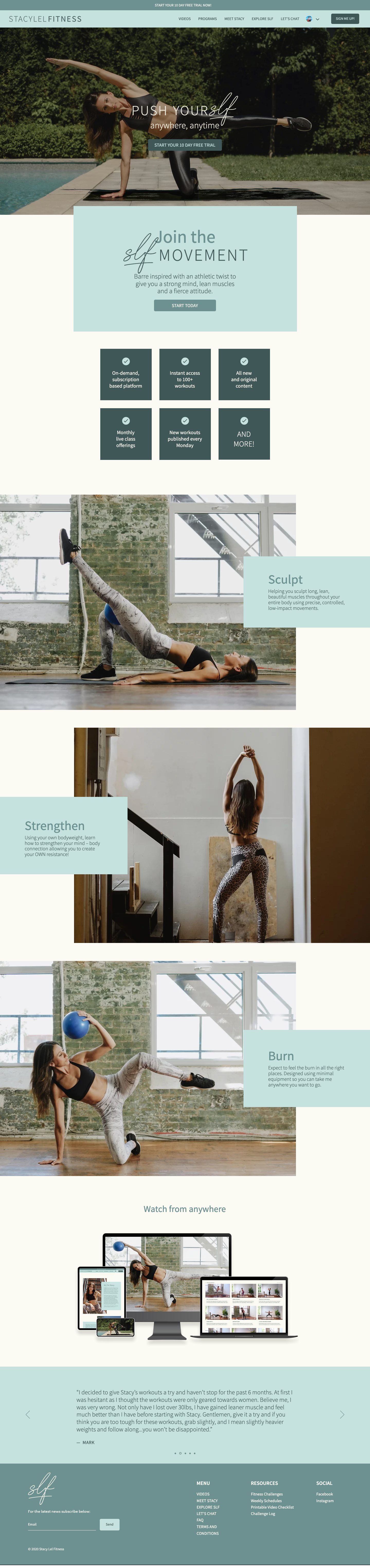 Personal Trainer website inspiration from Stacy Lel Fitness wix website