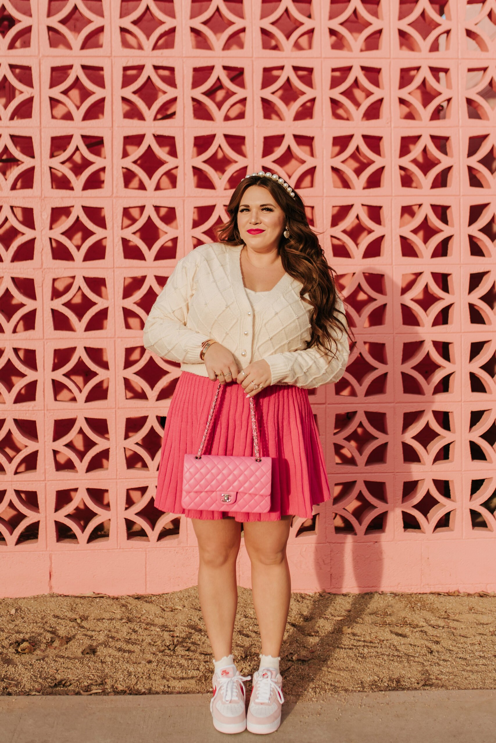 Pink and Red Color Block Valentine's Day Outfit Idea - Authentically B