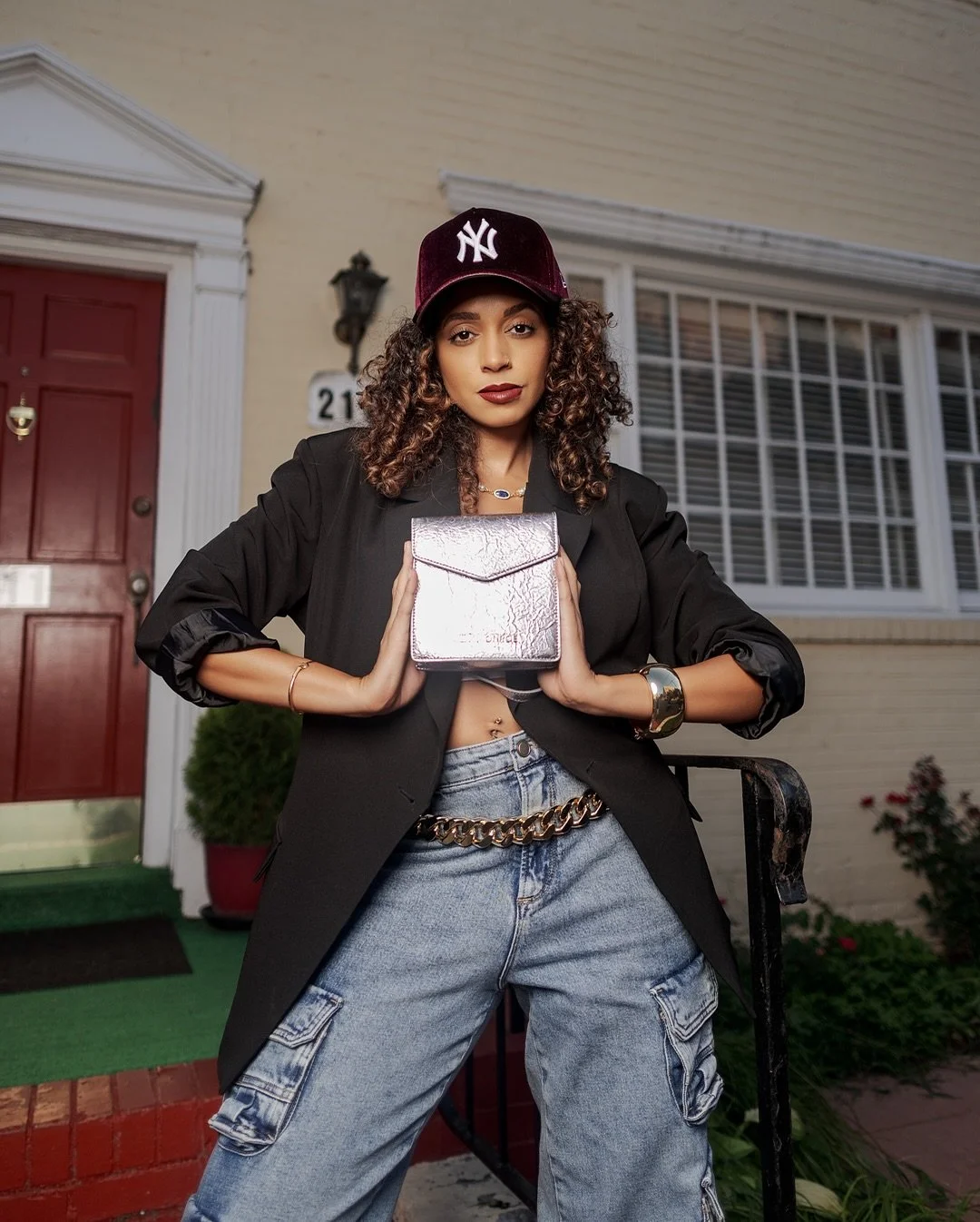 back at it with @shellzphoto 

bag: @byalixmonroe 
necklace: @sodr3am 
hat: @culturekings 
blazer: @prettylittlething 
top &amp; belt: @express 
jeans: @goodamerican 

#TCIC #culture #couture #aspenonlife #richmond #richmondva #rva #missrichmondusa #